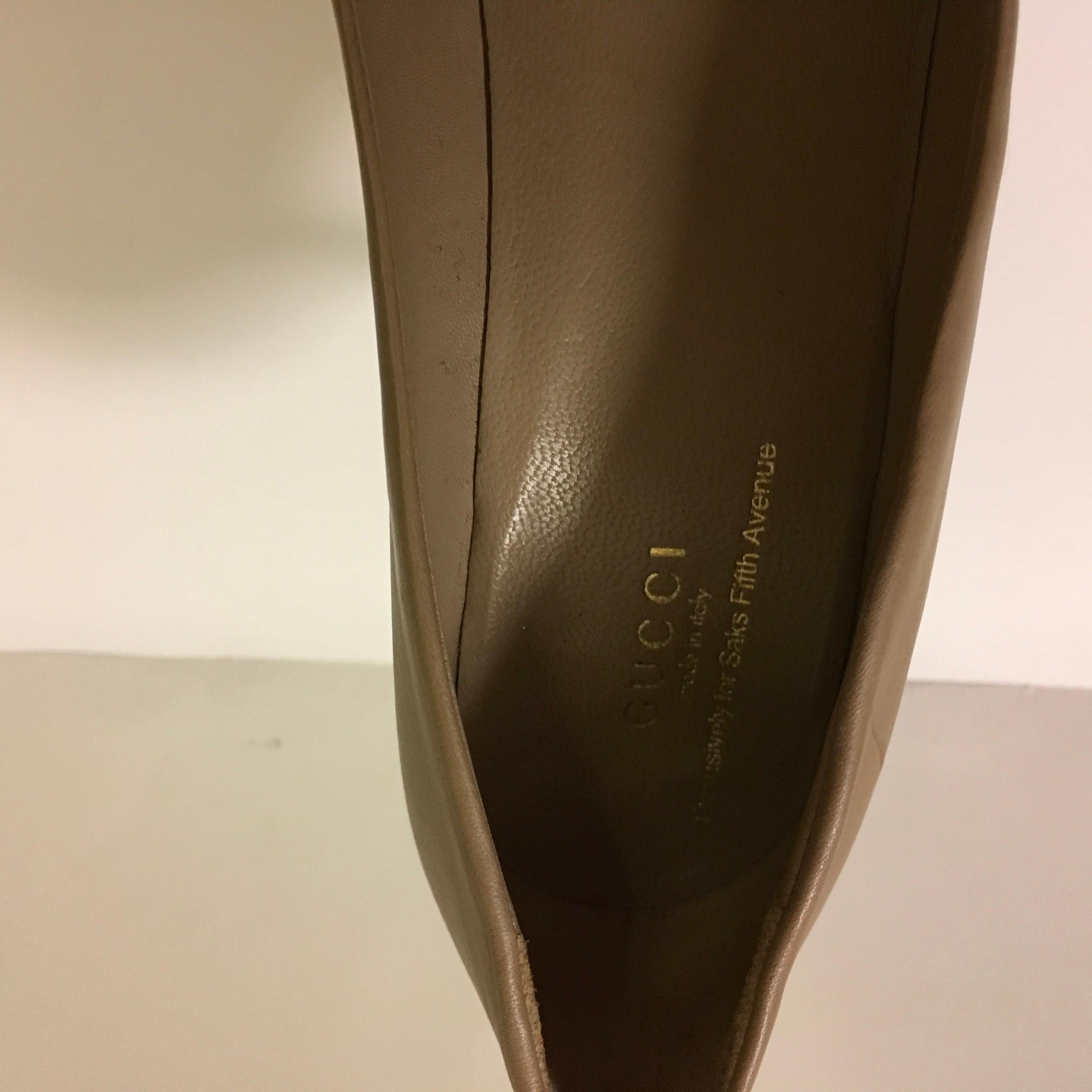 Gucci Soft Beige Leather Charlotte Pumps  For Sale 3