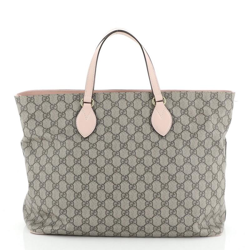 Gray Gucci Soft Diaper Bag GG Coated Canvas Large