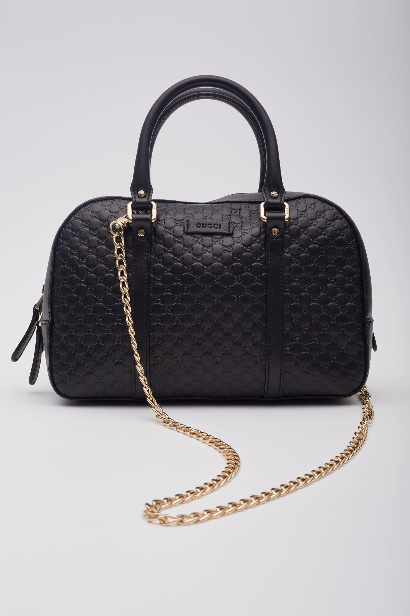 Gucci Soft Microguccissima Black Leather Satchel Boston Bag 7