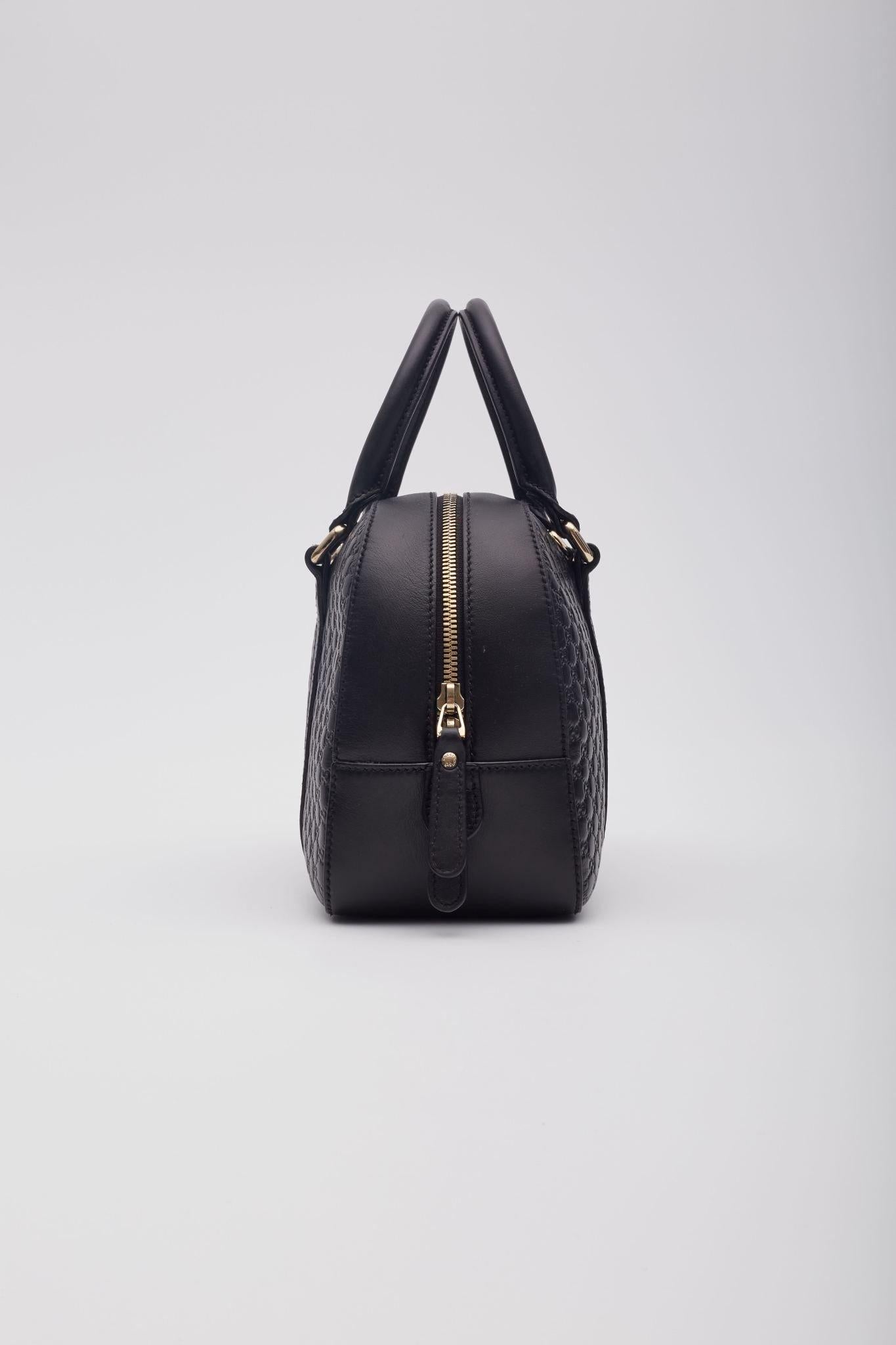 Gucci Soft Microguccissima Black Leather Satchel Boston Bag 1
