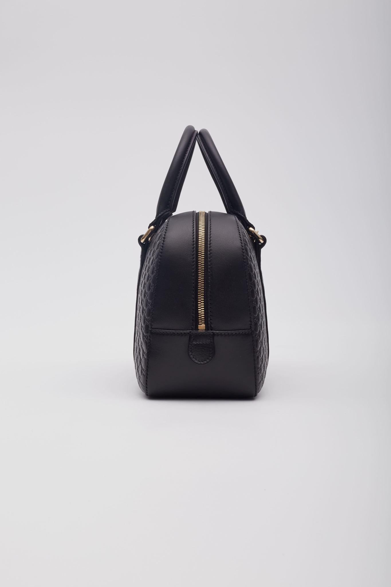 Gucci Soft Microguccissima Black Leather Satchel Boston Bag 2