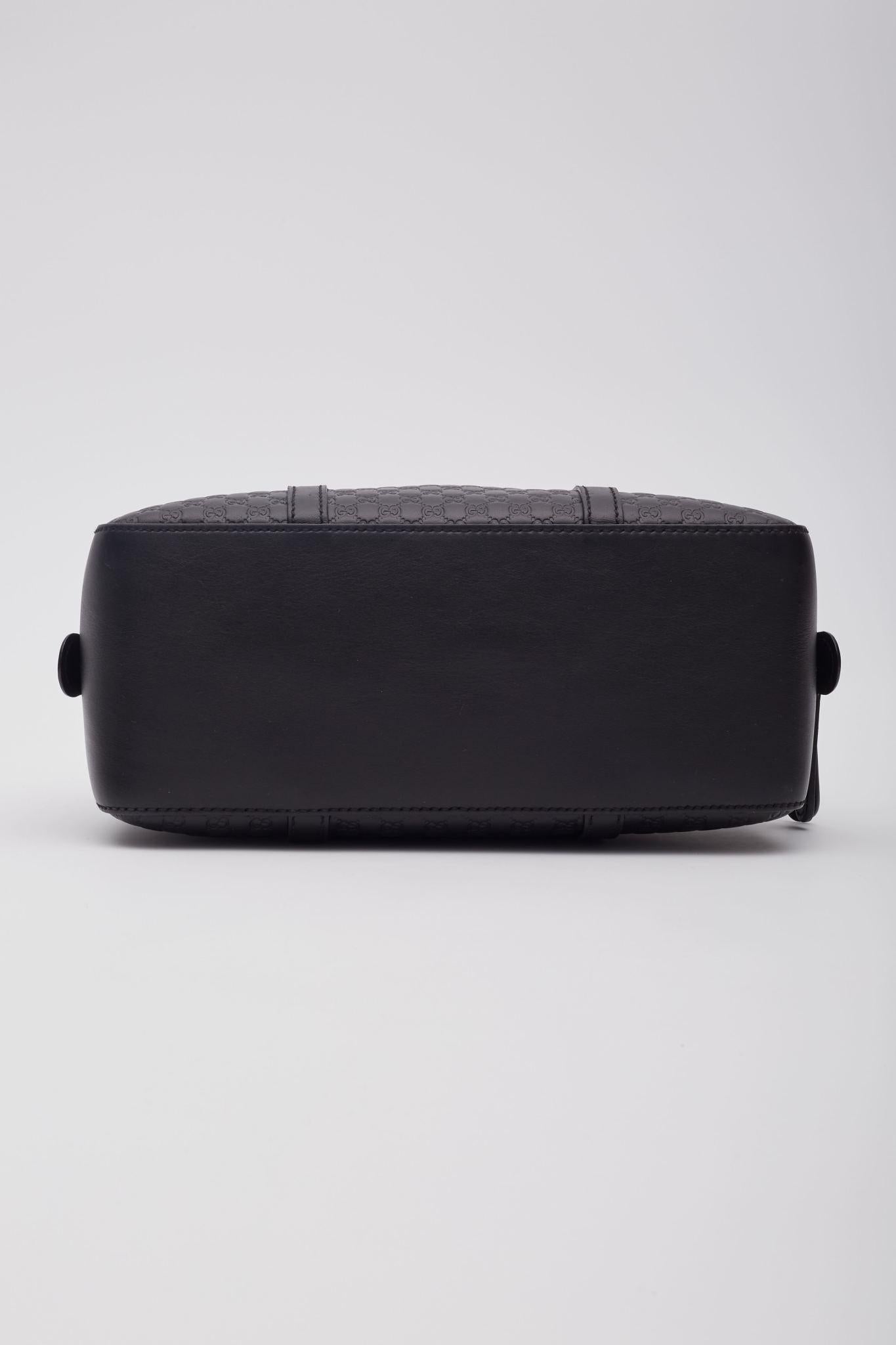 Gucci Soft Microguccissima Black Leather Satchel Boston Bag 3