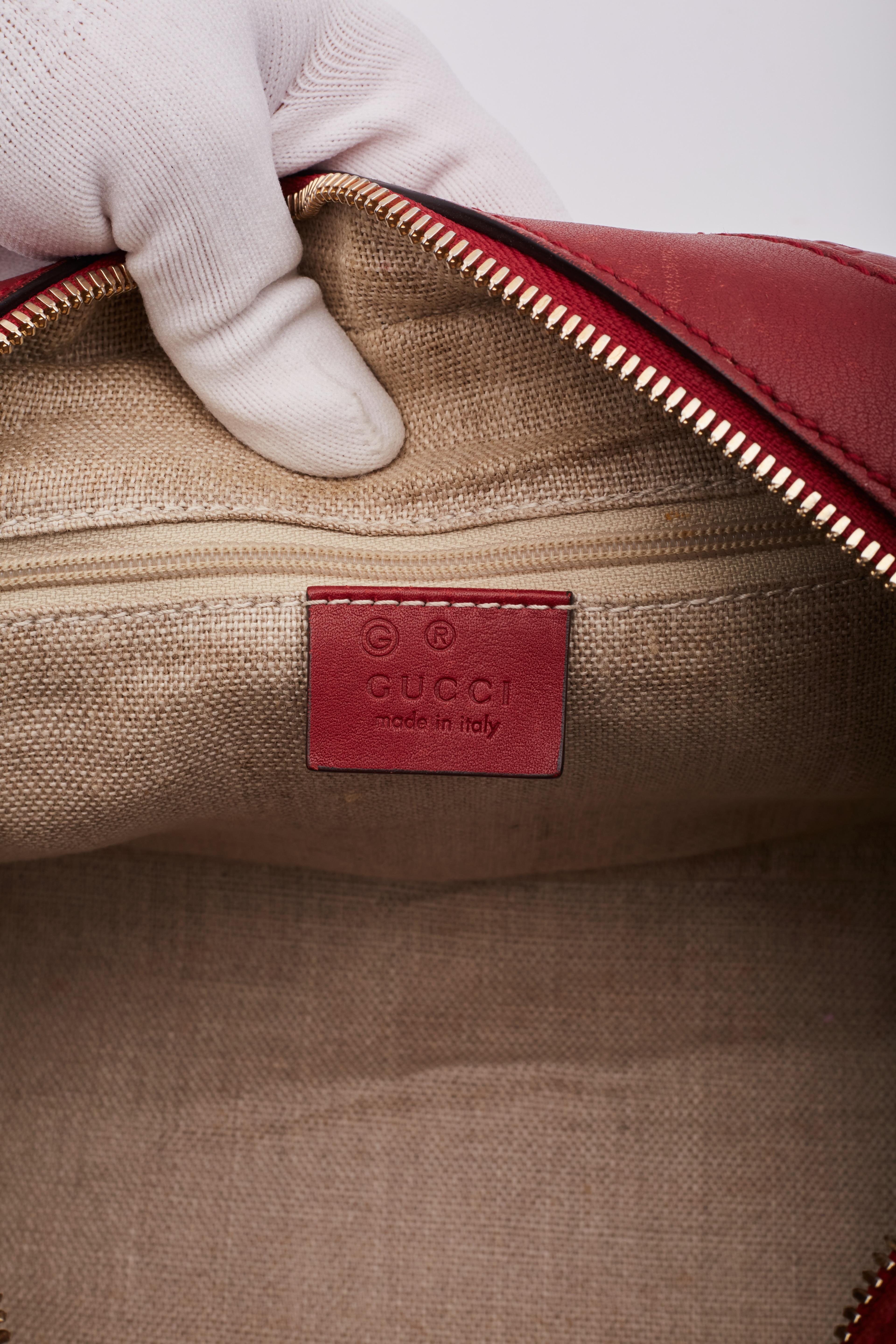 Gucci Soft Microguccissima Red Leather Satchel Boston Bag 5