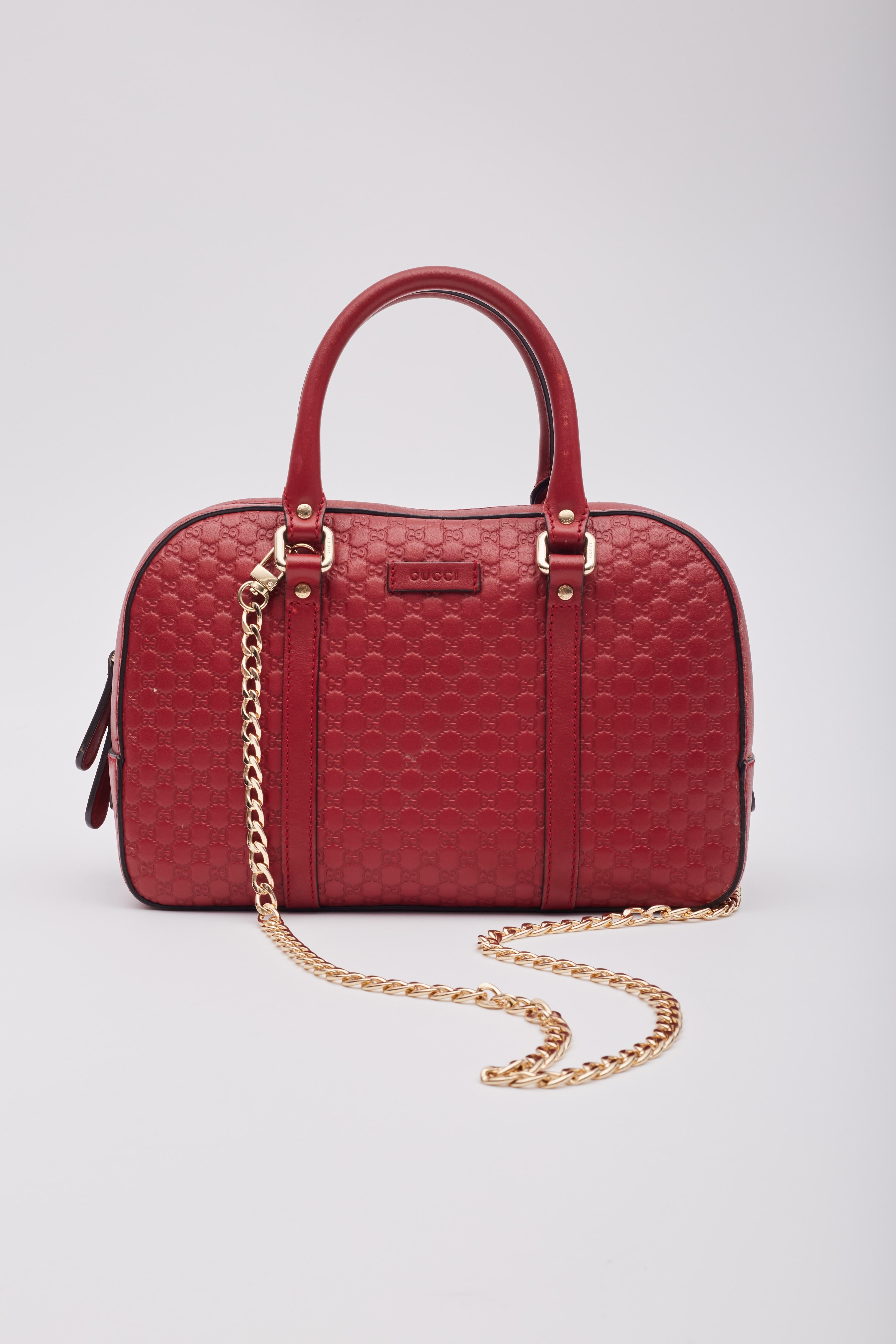 Brown Gucci Soft Microguccissima Red Leather Satchel Boston Bag