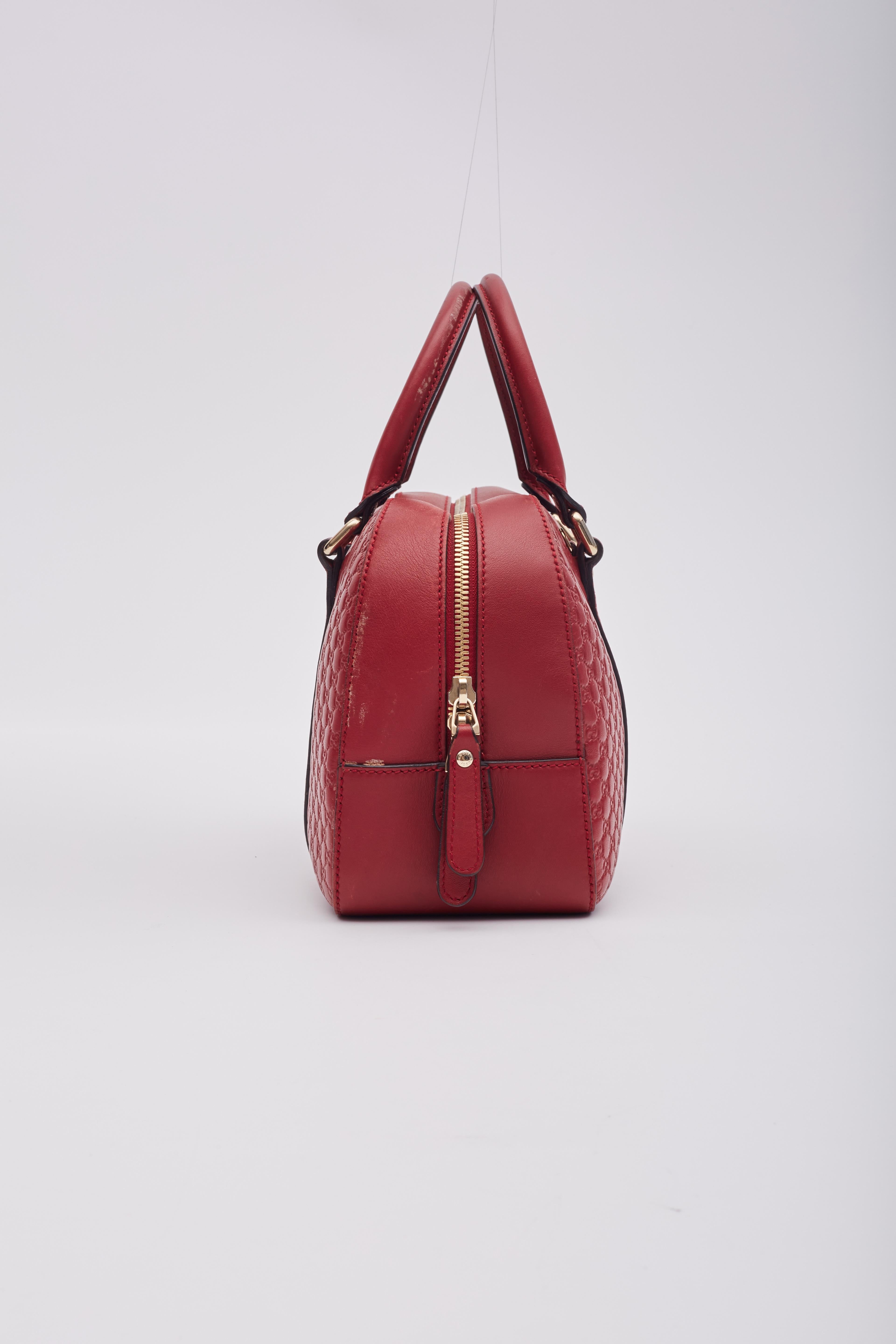 Gucci Soft Microguccissima Red Leather Satchel Boston Bag 1