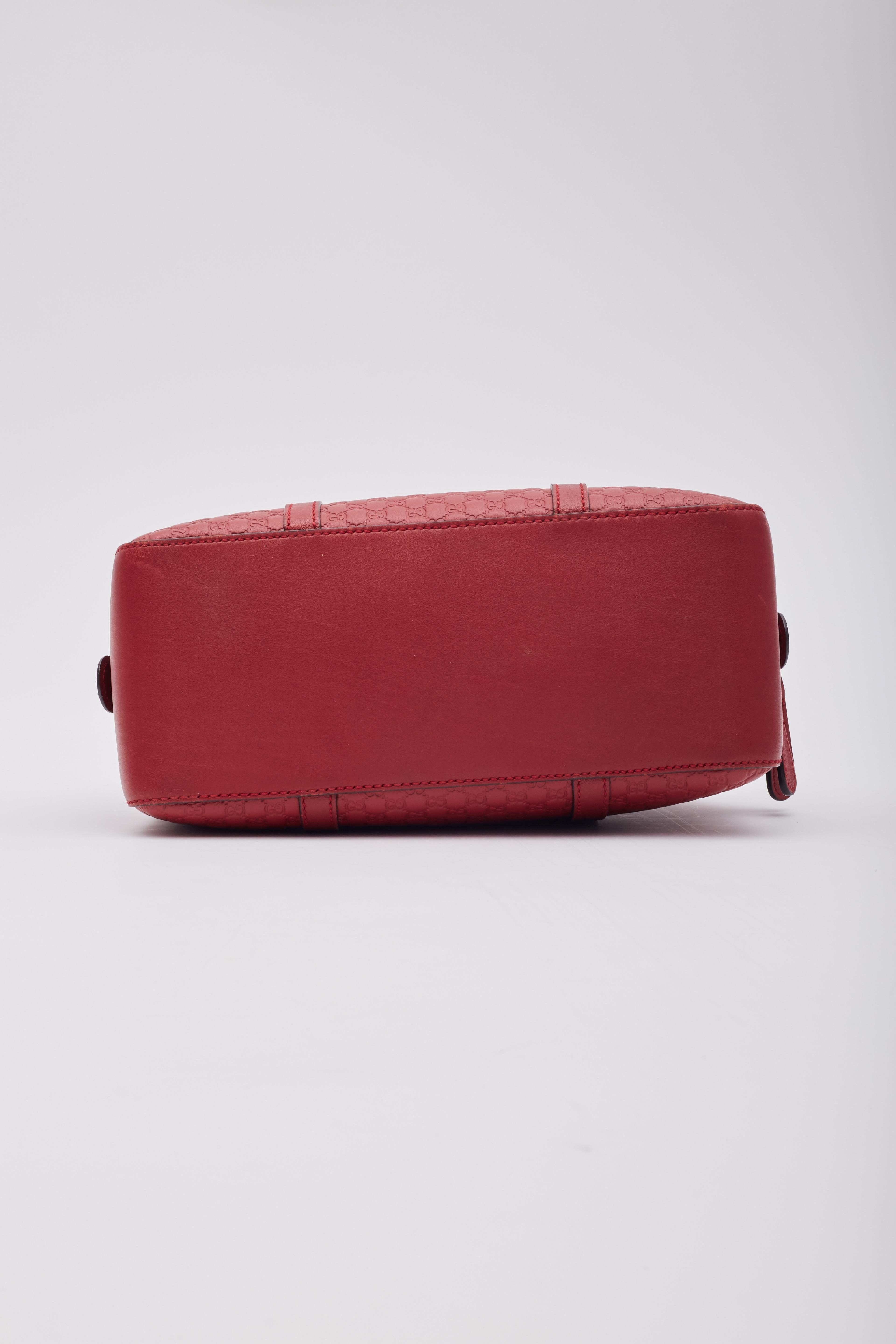 Gucci Soft Microguccissima Red Leather Satchel Boston Bag 2