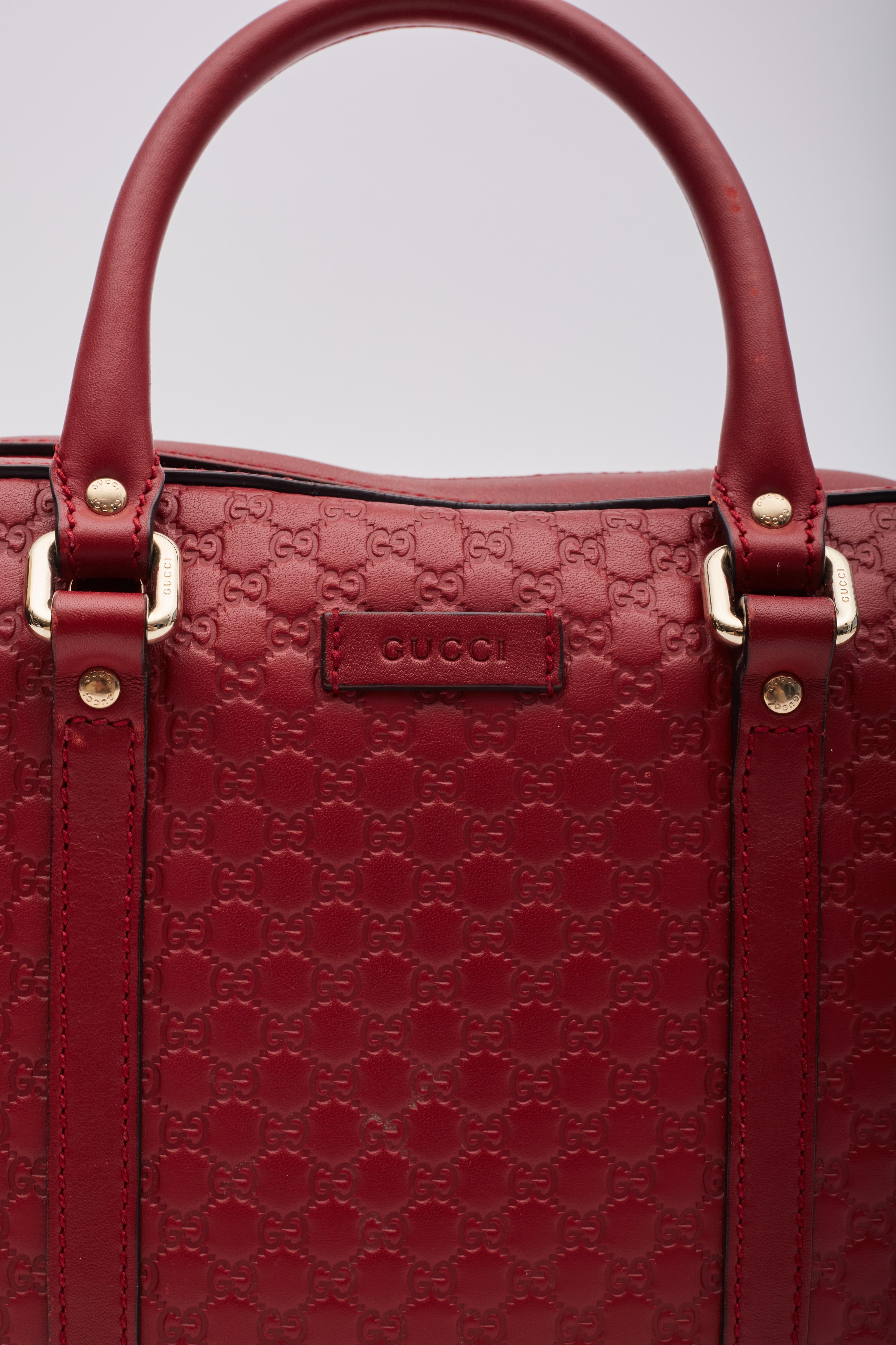 Gucci Soft Microguccissima Red Leather Satchel Boston Bag 3