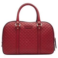 Gucci Soft Microguccissima Red Leather Satchel Boston Bag