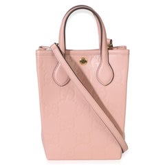 Gucci Soft Pink Jumbo GG Gilbert Calfskin Top Handle Mini Tote