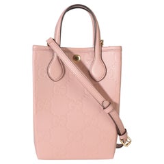 Gucci Soft Pink Jumbo GG Gilbert Calfskin Top Handle Mini Tote