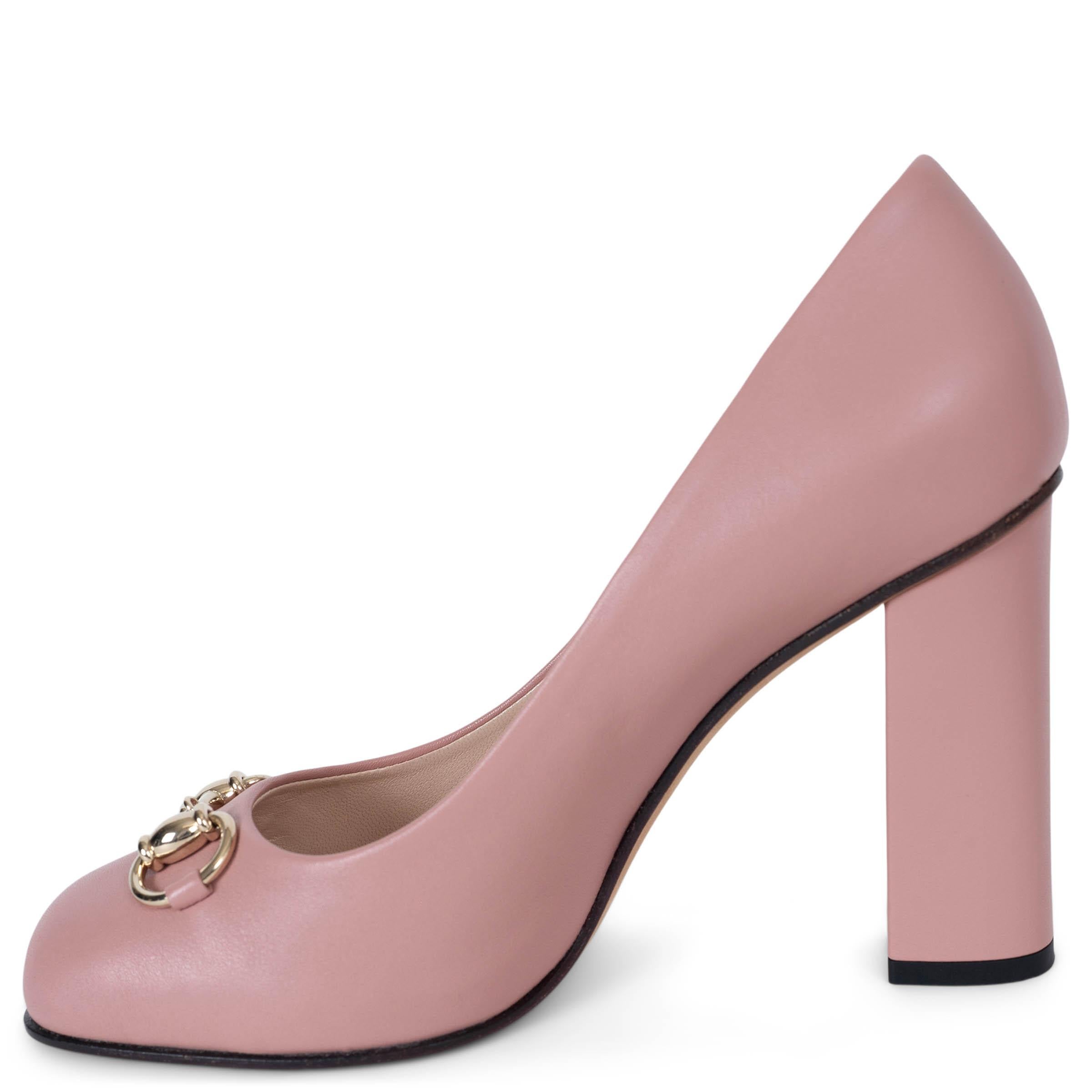 Marron Gucci Cuir souple rose HORSEBIT BLOCK HEEL Chaussures 36 en vente