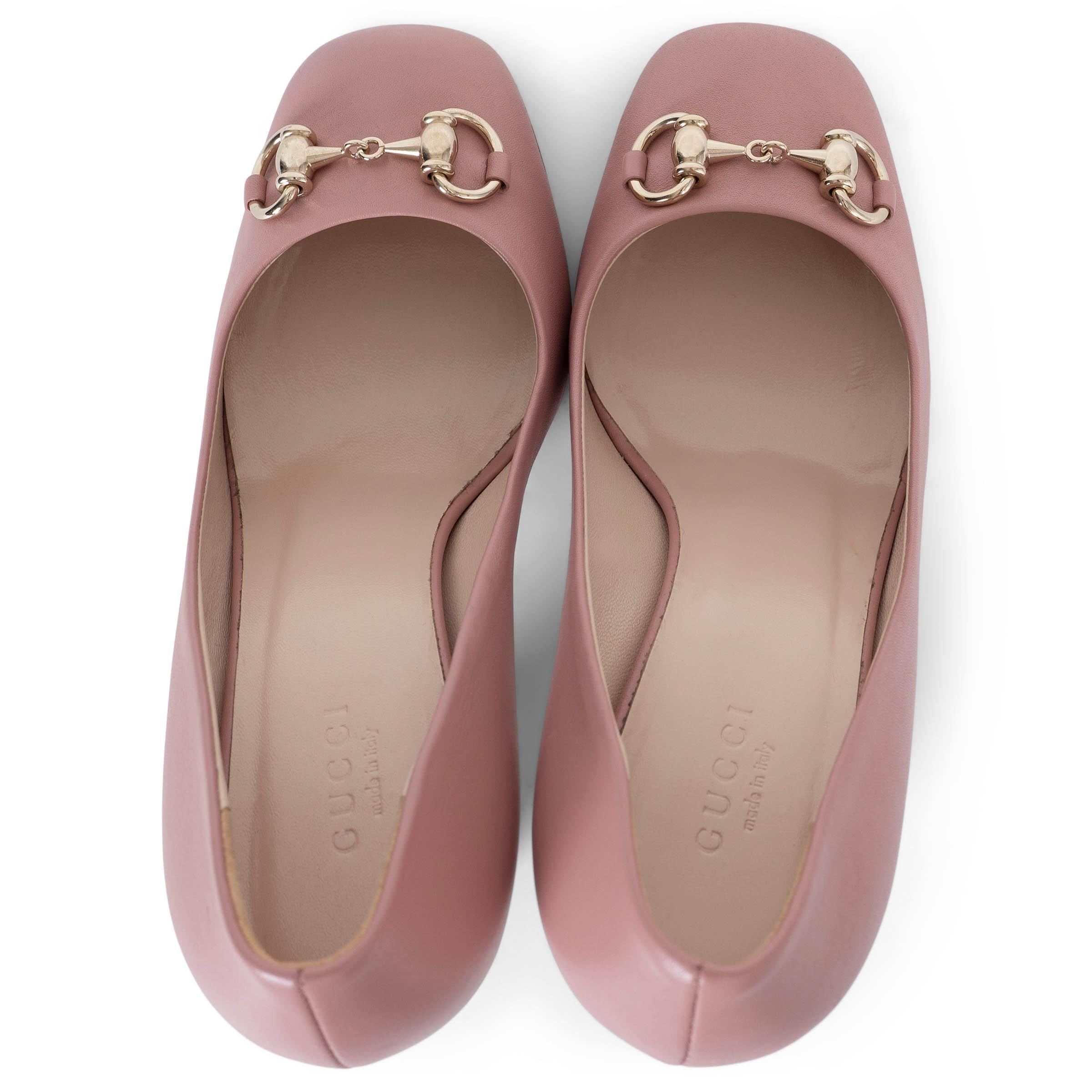 Gucci Cuir souple rose HORSEBIT BLOCK HEEL Chaussures 36 Pour femmes en vente
