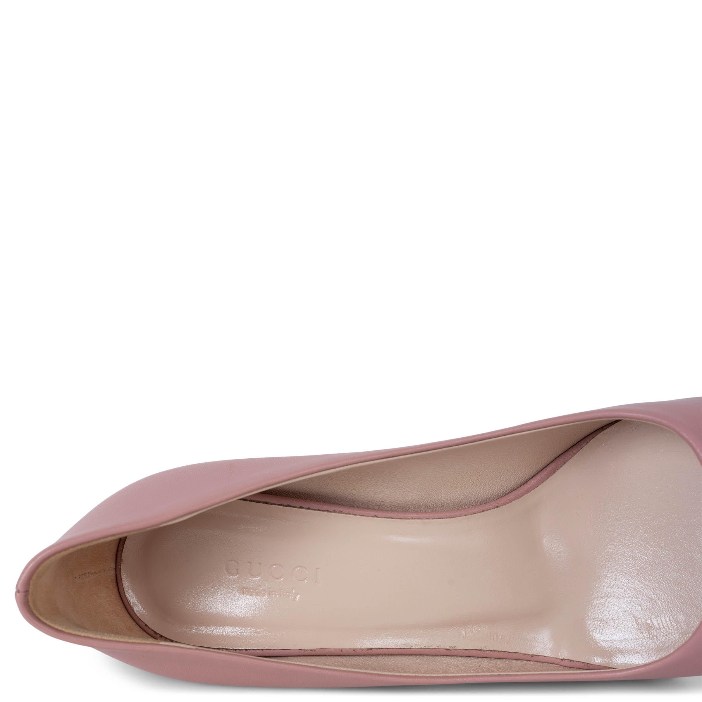 Gucci Cuir souple rose HORSEBIT BLOCK HEEL Chaussures 36 en vente 2