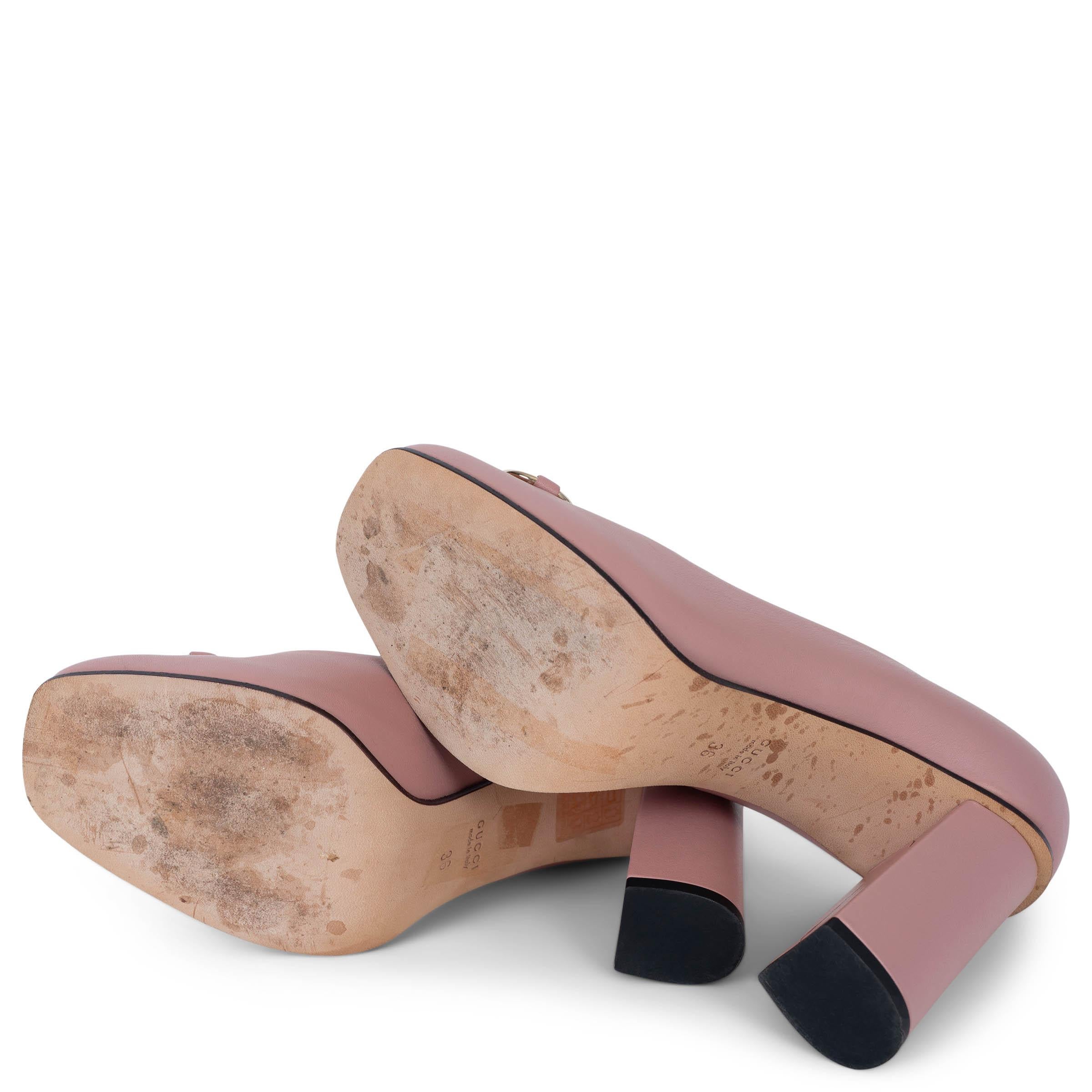 Gucci Cuir souple rose HORSEBIT BLOCK HEEL Chaussures 36 en vente 3