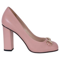 Gucci Cuir souple rose HORSEBIT BLOCK HEEL Chaussures 36