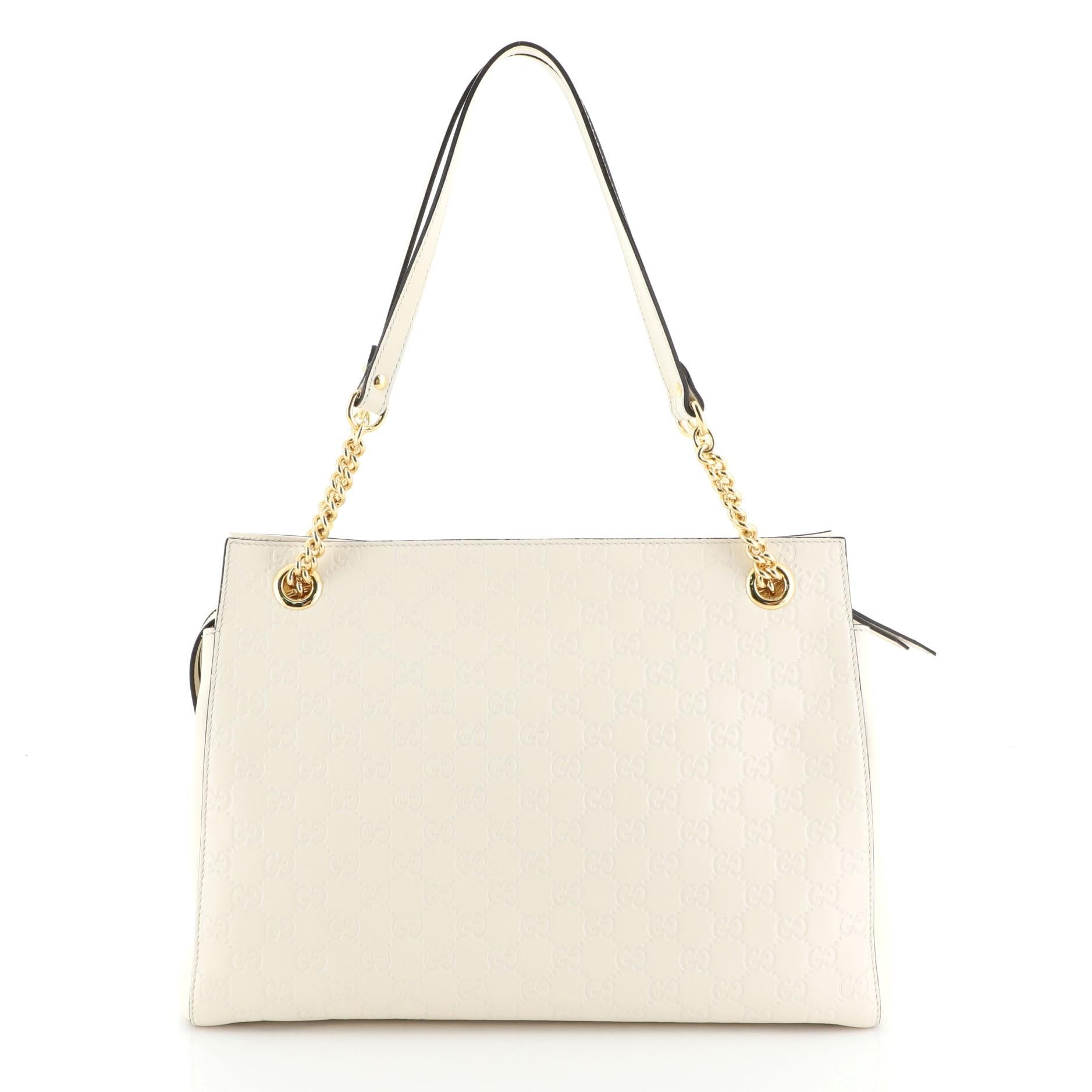 White Gucci Soft Signature Shoulder Bag