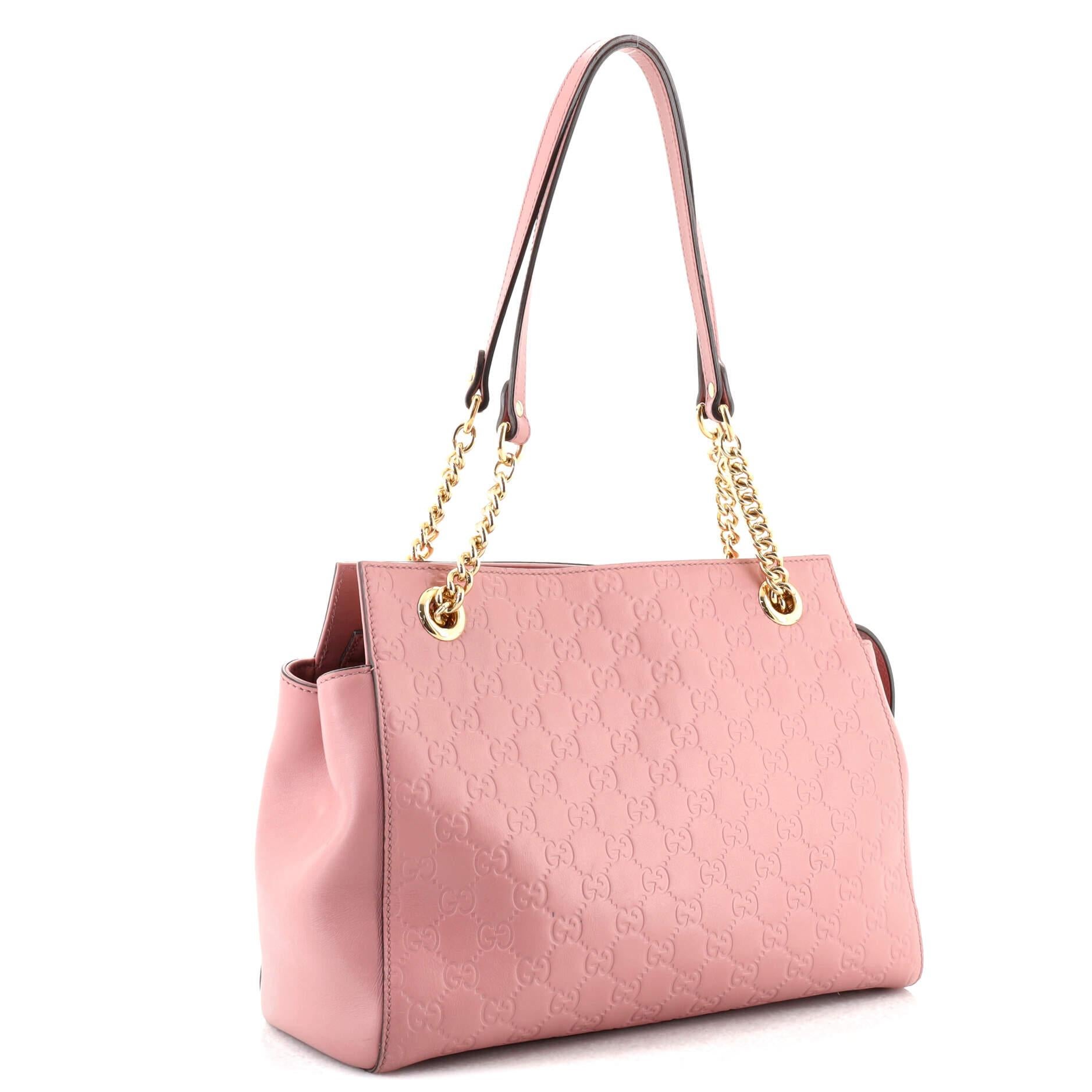 Pink Gucci Soft Signature Shoulder Bag Guccissima Leather Medium