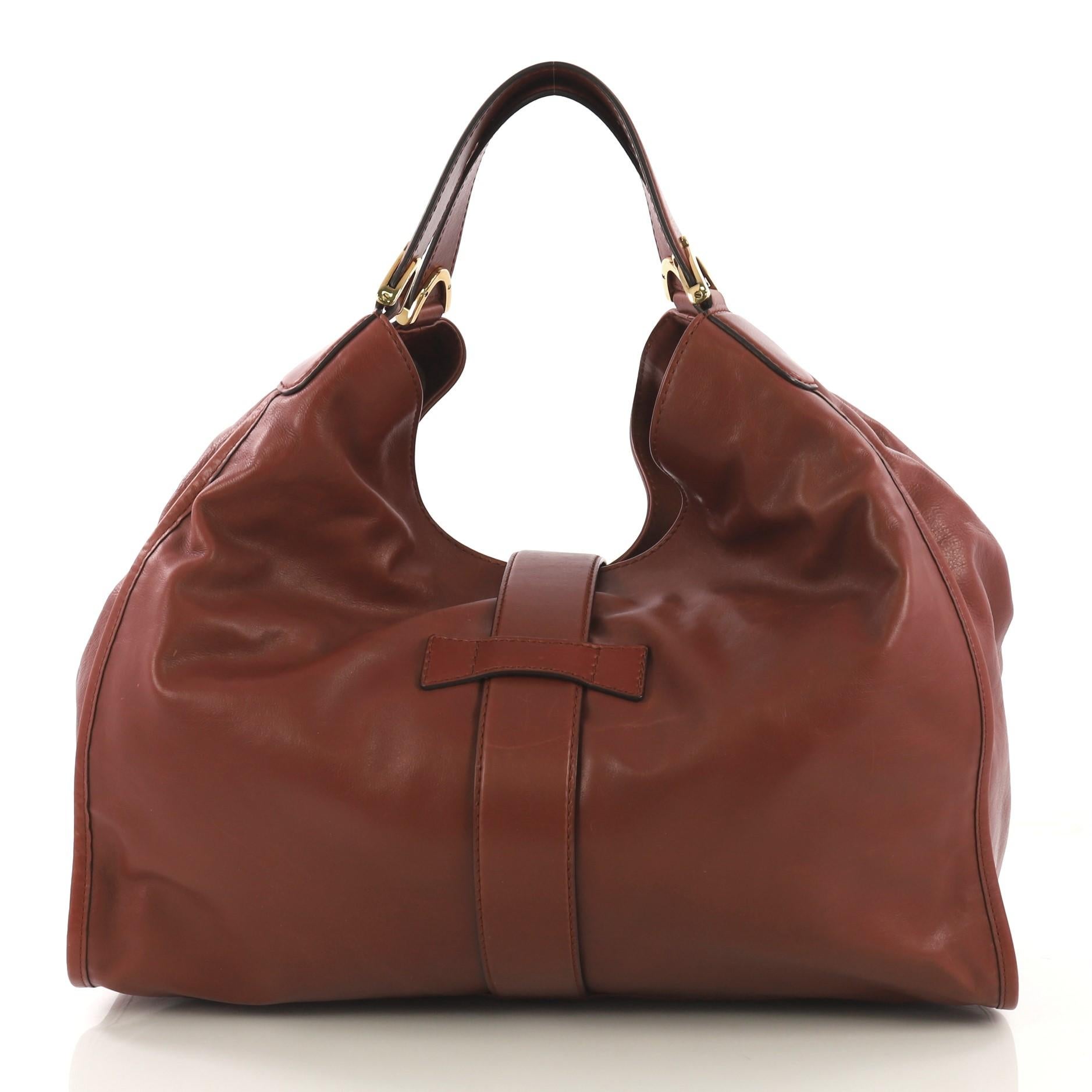 Gucci Soft Stirrup Tote Leather Large In Good Condition In NY, NY