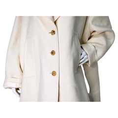 Gucci Soft White GG Logo Wool & Silk Long Trench Coat
