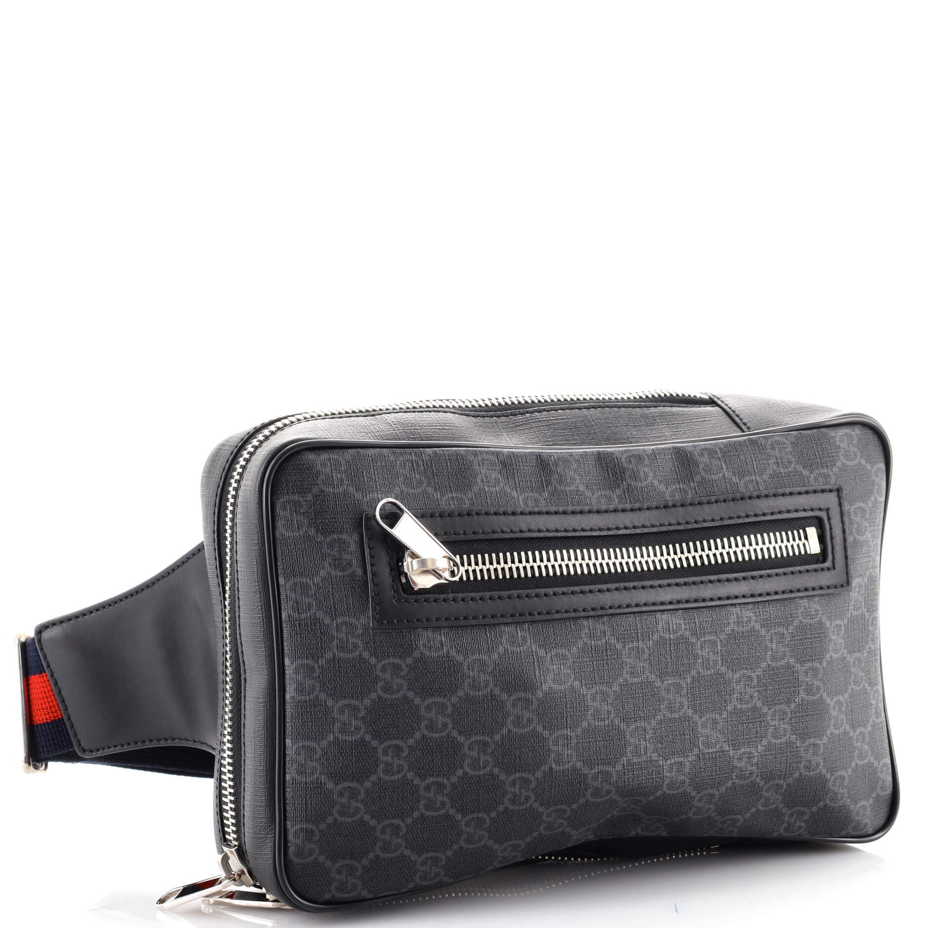 Black Gucci Soft Zip Sling Bag GG Coated Canvas Small