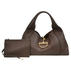 Gucci Softbit Maxi Shoulder Bag Dark Brown Calfskin Leather