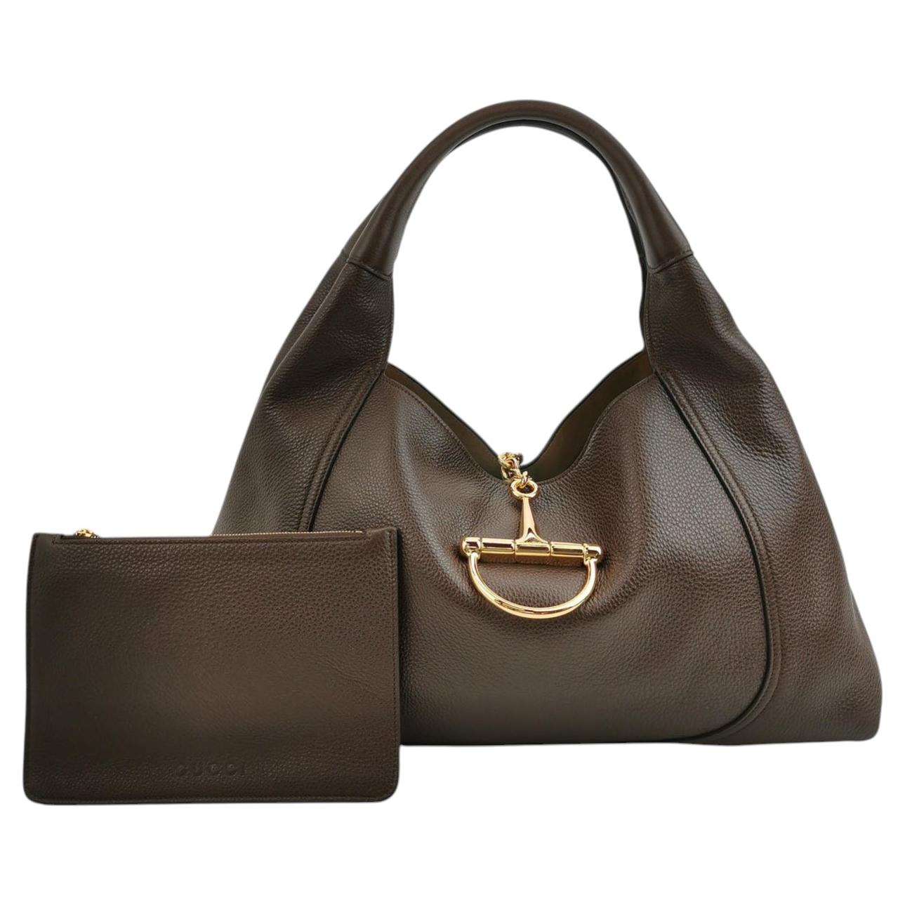 Borsa a tracolla Gucci Softbit Maxi in pelle di vitello marrone scuro
