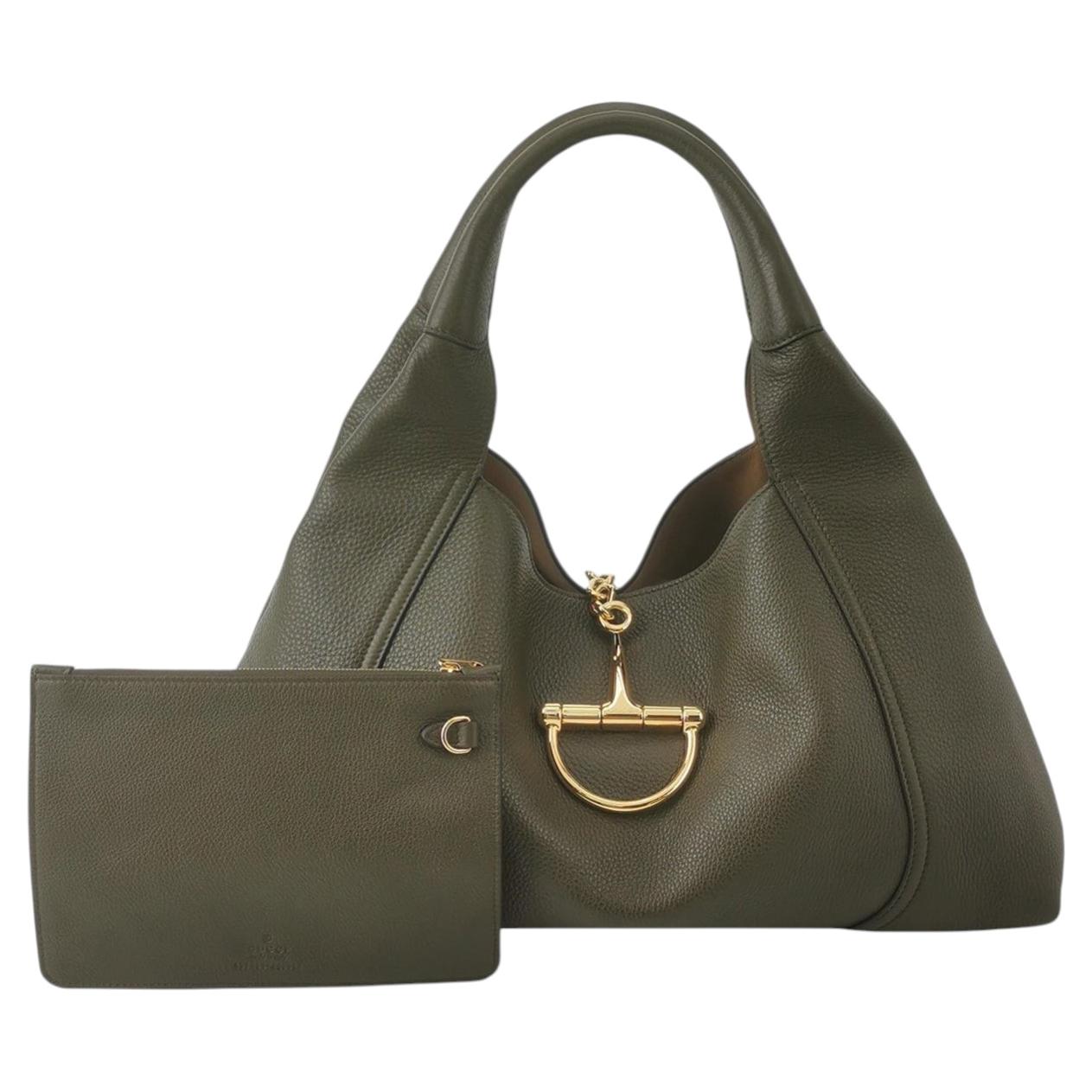 Gucci Softbit Maxi Shoulder Bag Olive Green Calfskin Leather 2024