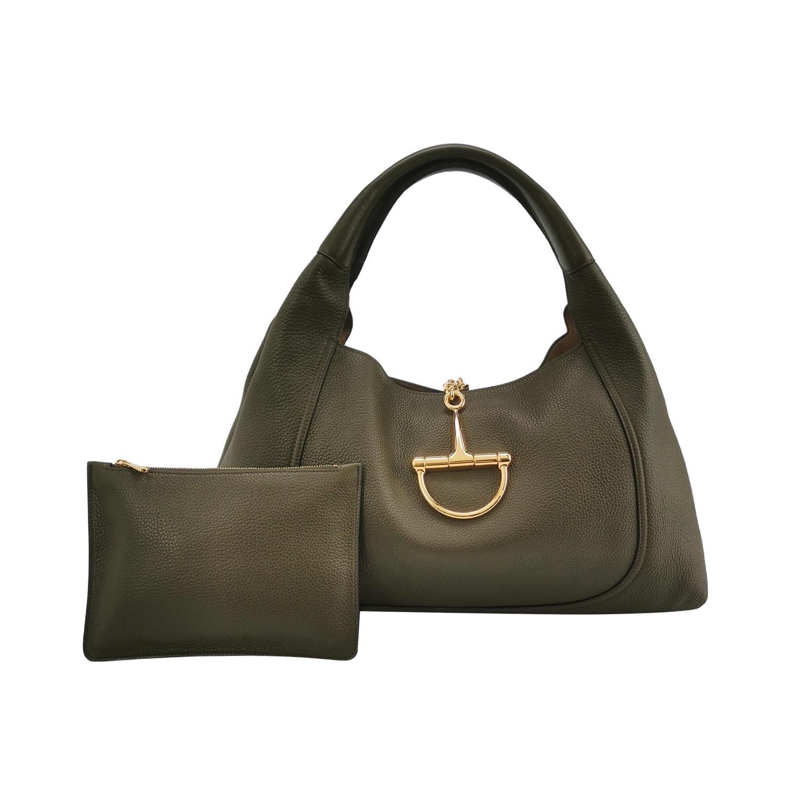 Gucci Softbit Maxi Shoulder Bag Olive Green Calfskin Leather 2024