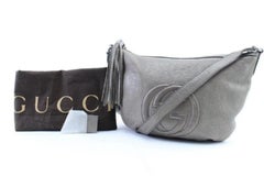 Gucci Soho 223249 Silver Pebbled Leather Messenger Bag