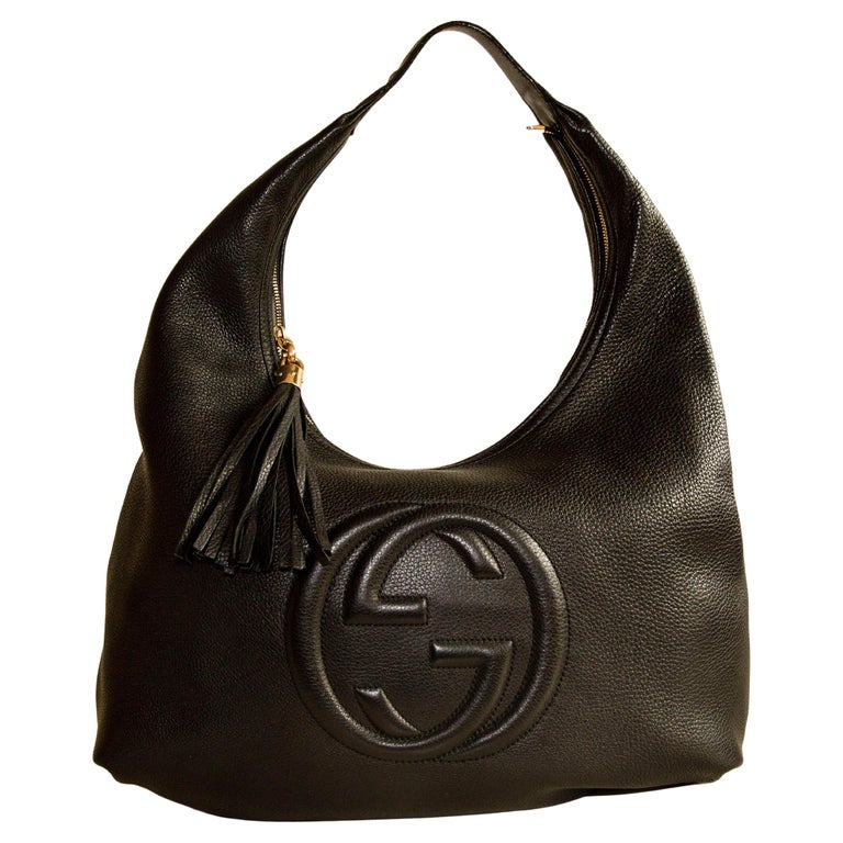 Gucci Soho Black Lether Shoulder Bag For Sale at 1stDibs
