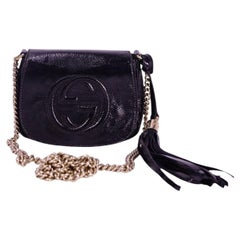 Gucci Soho Black Patent Leather Chain Flap Crossbody Bag