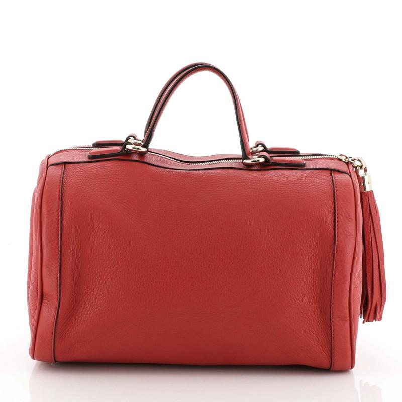 Red Gucci Soho Boston Bag Leather