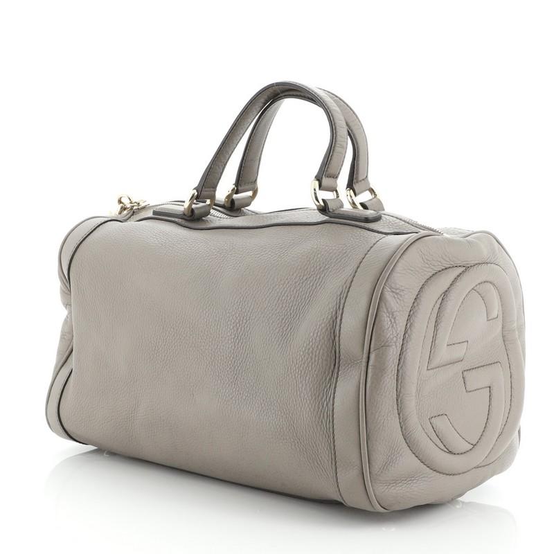 Gray Gucci Soho Boston Bag Leather