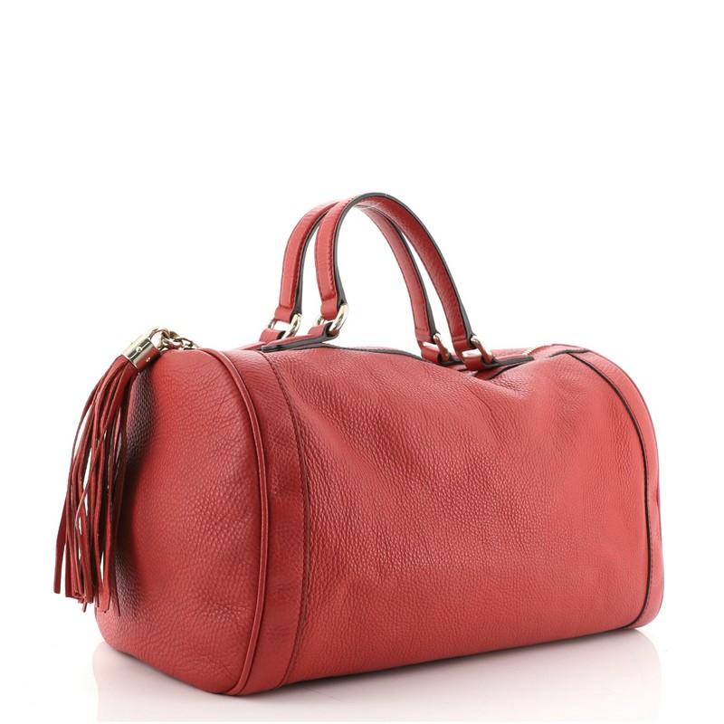 Red Gucci Soho Boston Bag Leather