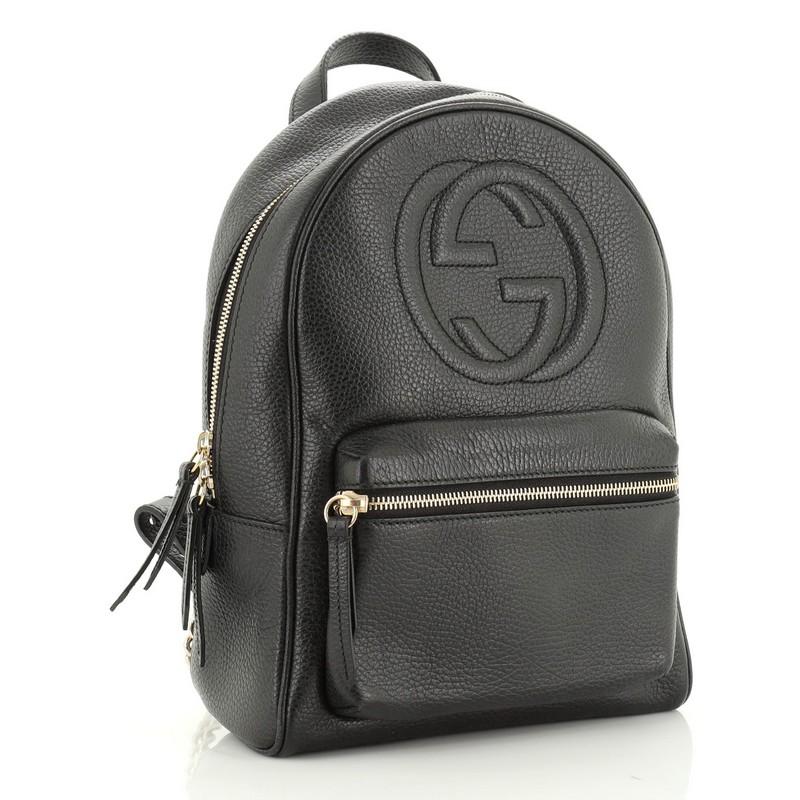 gucci pebbled calfskin soho chain backpack black