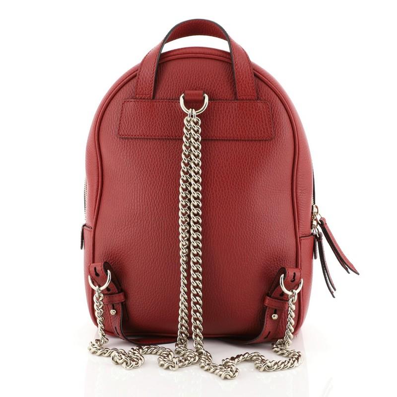Red Gucci Soho Chain Backpack Leather