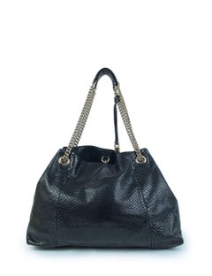 Gucci Soho Chain Borsa Tote in pitone nero