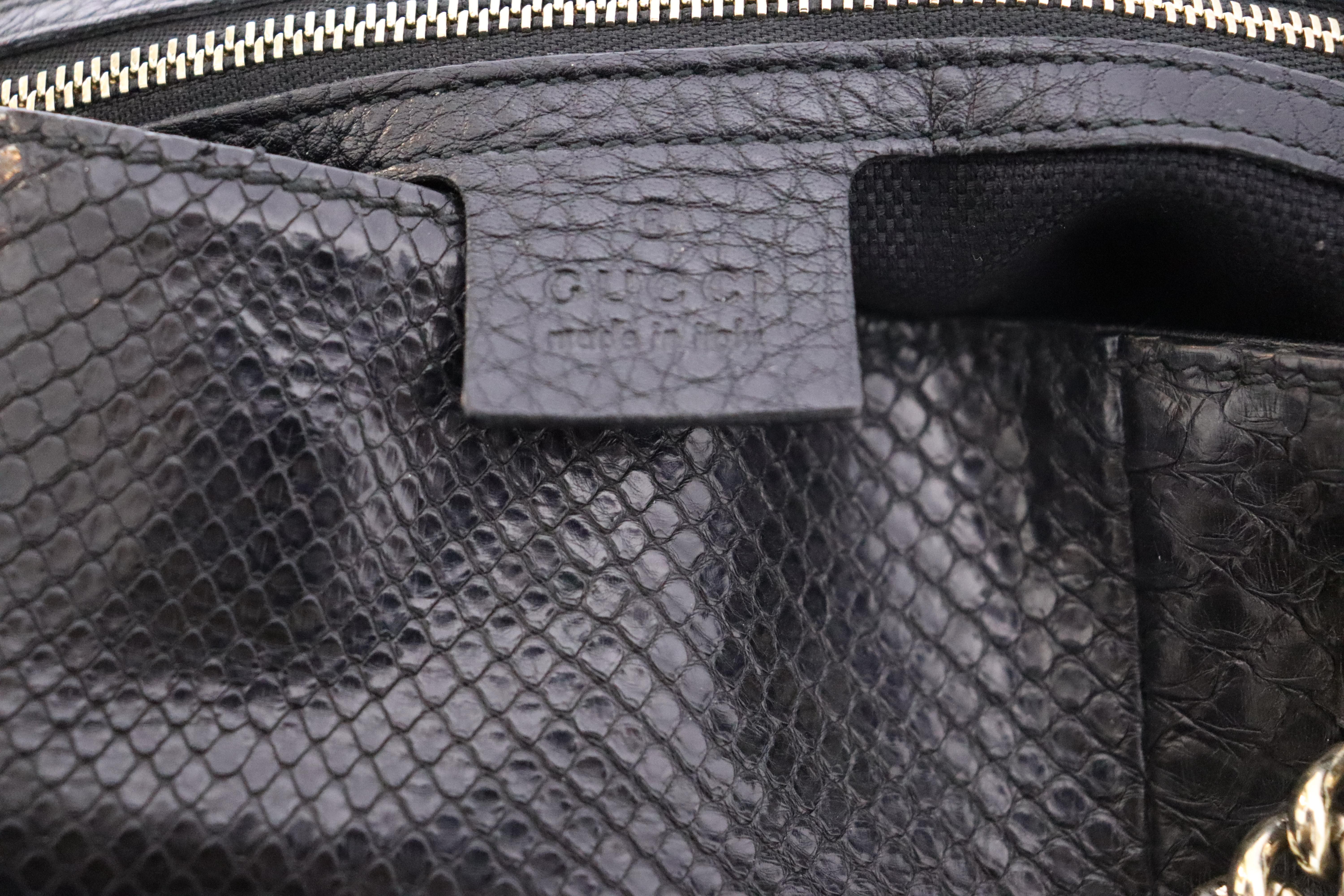 Gucci Soho Chain Black Python Tote Bag 5