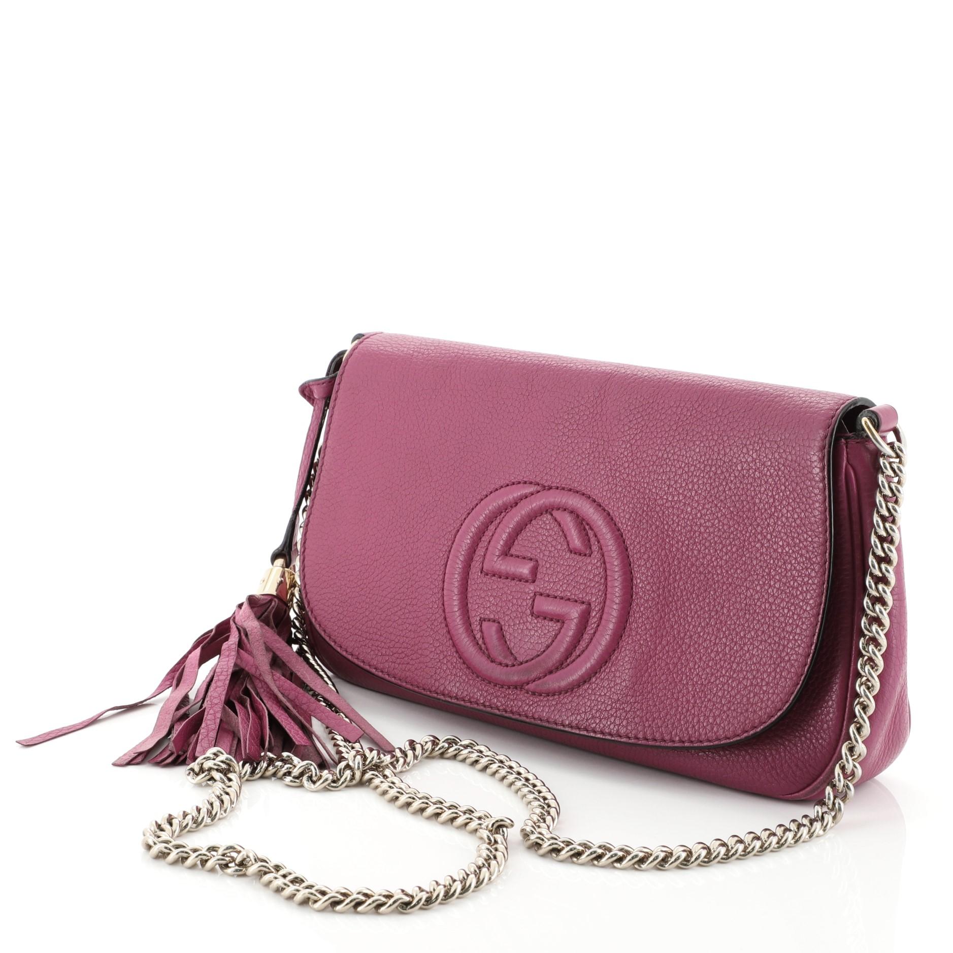 Pink Gucci Soho Chain Crossbody Bag Leather Medium