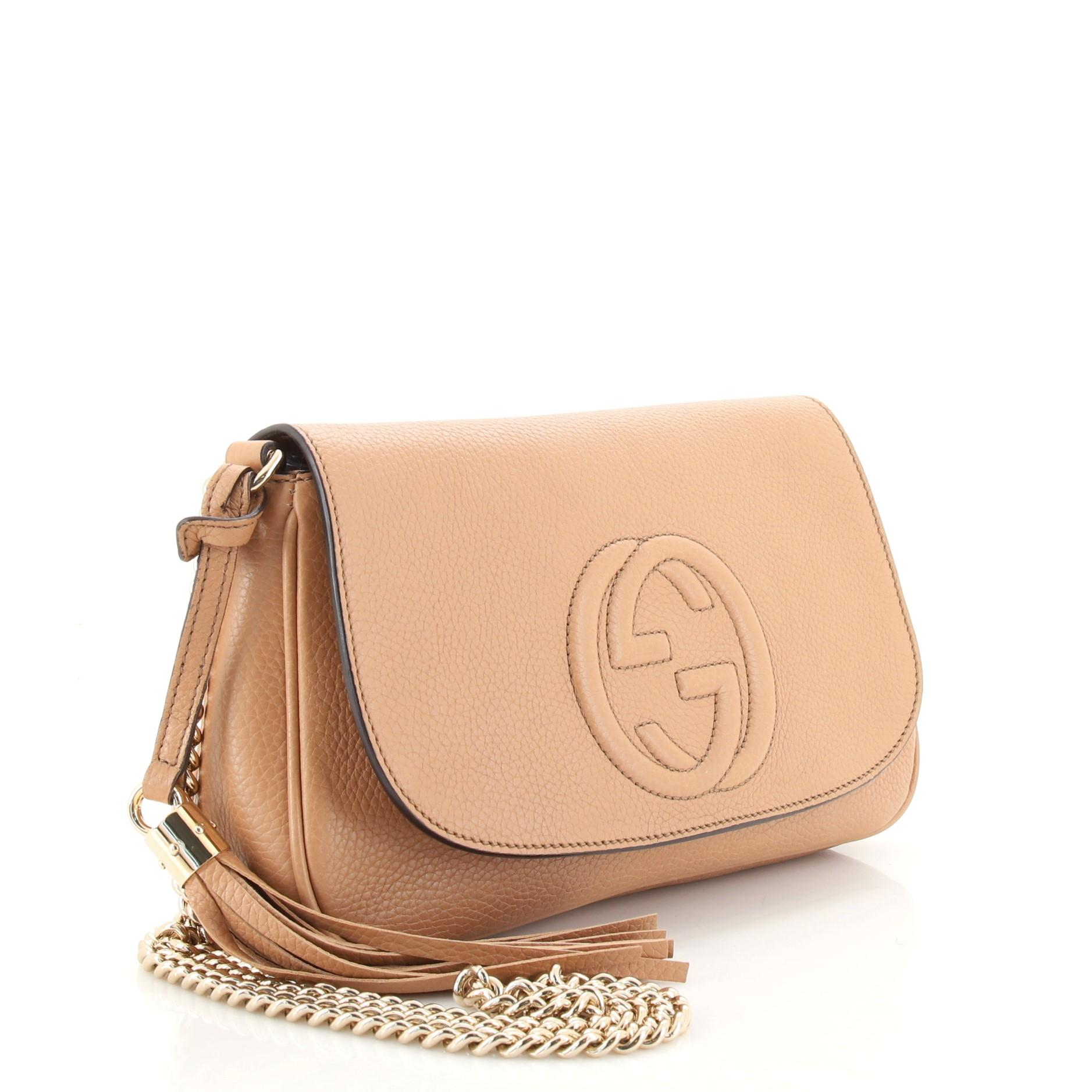 Gucci Soho Crossbody-Tasche aus Leder Medium mit Kette (Beige)