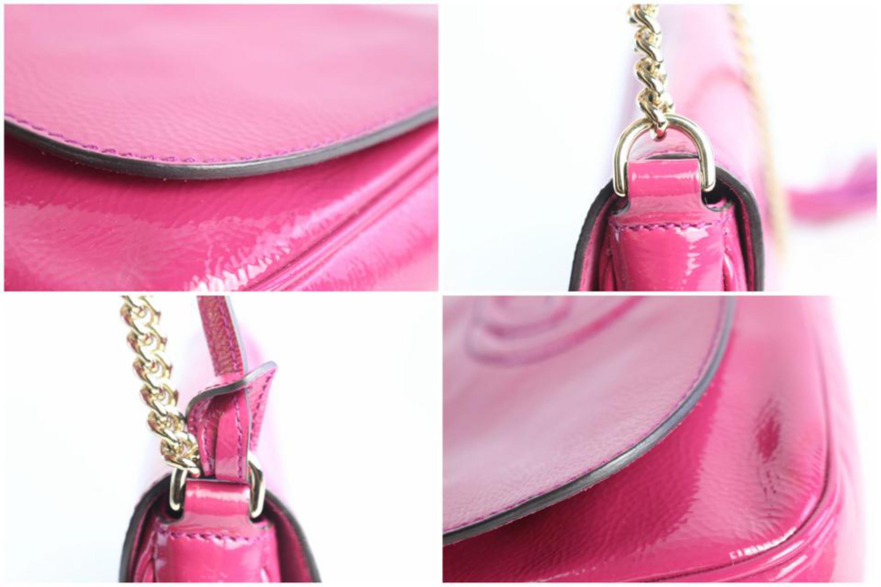 Gucci Soho Chain Flap 7gz0828 Fuchisa Patent Leather Cross Body Bag For Sale 2