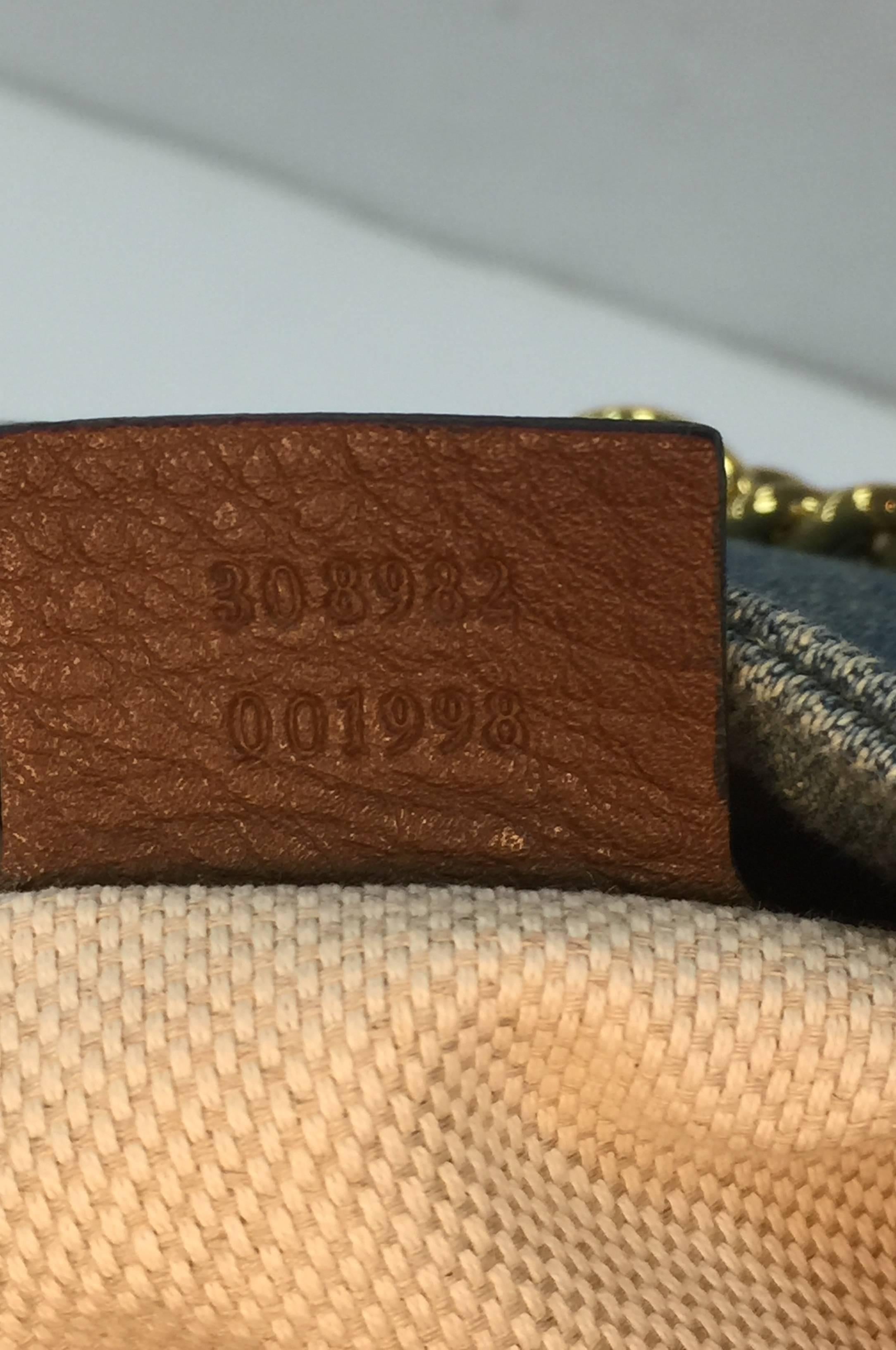 Gucci Soho Chain Strap Shoulder Bag Denim Medium  1