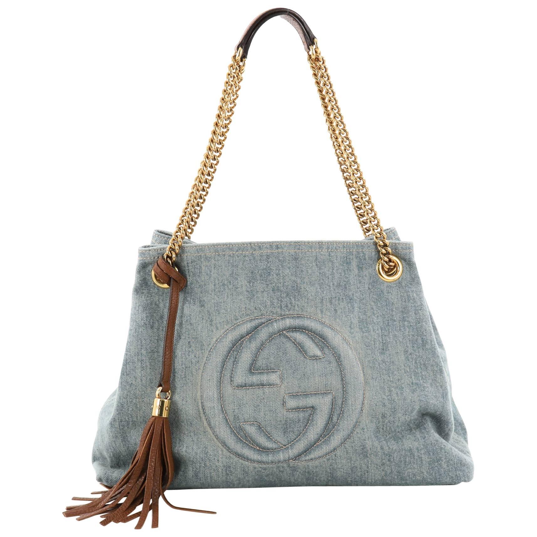 Gucci Soho Chain Strap Shoulder Bag Denim Medium