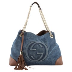 Gucci Soho Chain Strap Shoulder Bag Denim Medium