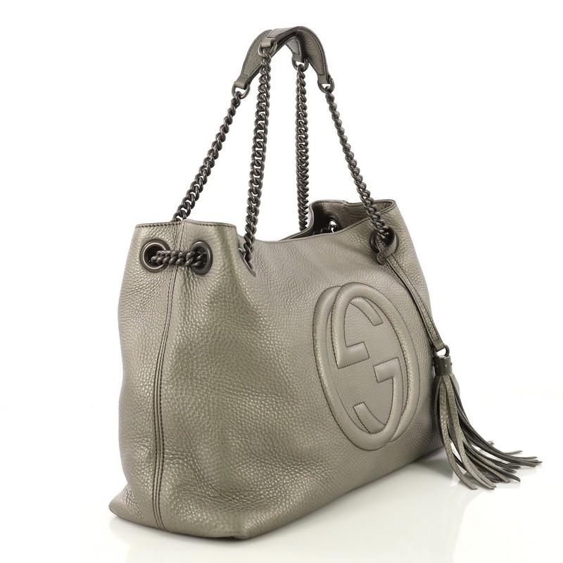 Gray Gucci Soho Chain Strap Shoulder Bag Leather Medium