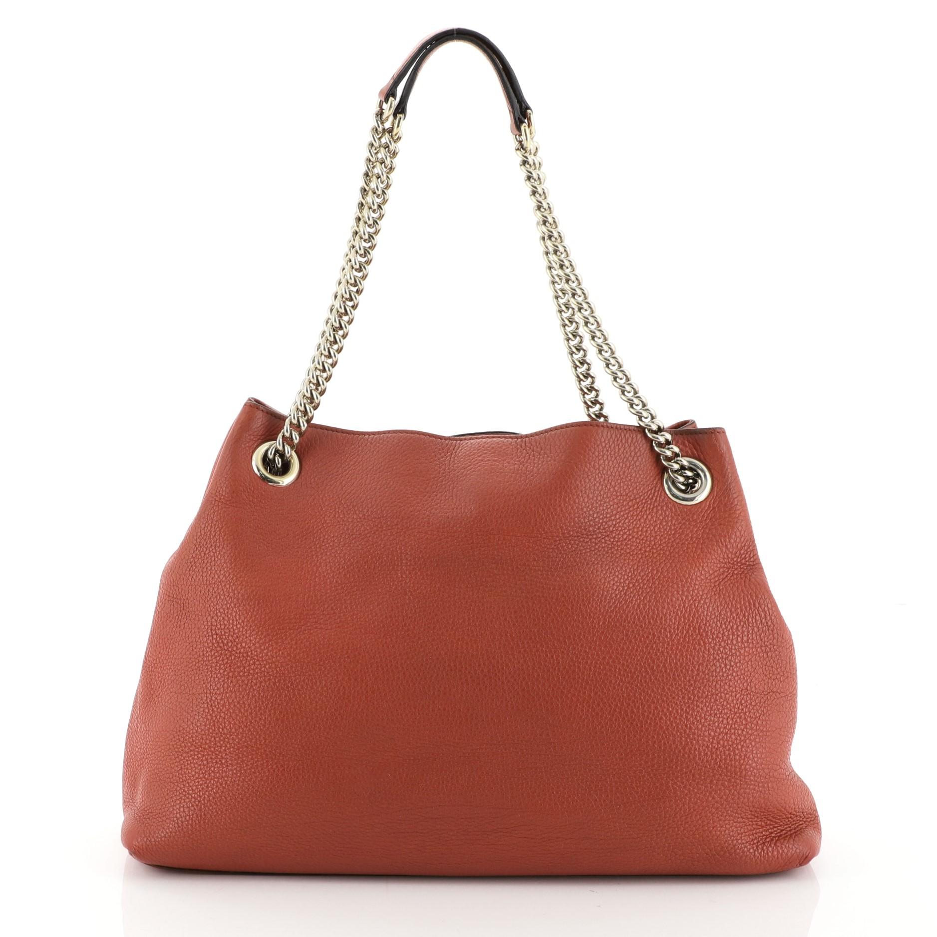 Brown Gucci Soho Chain Strap Shoulder Bag Leather Medium