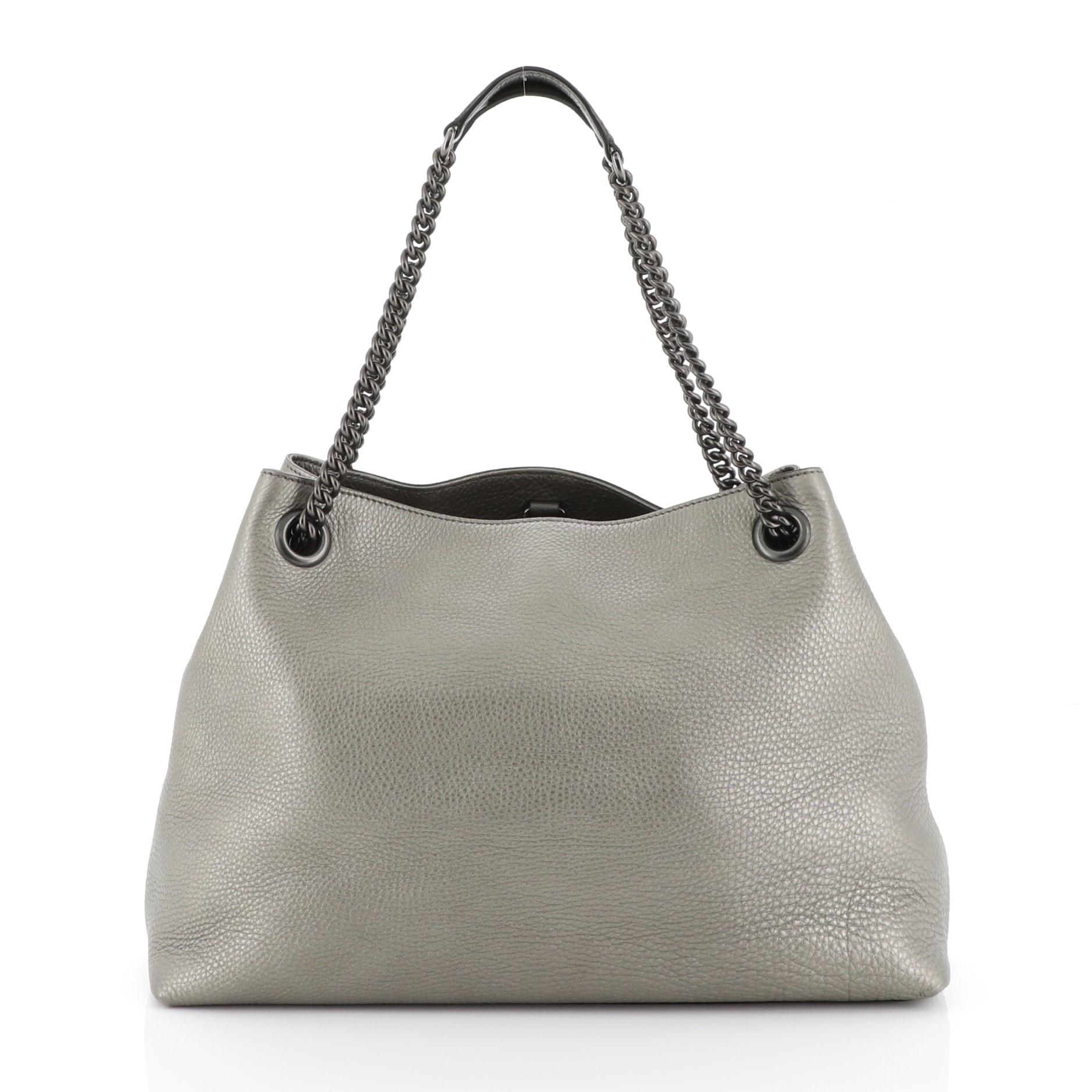 Gray Gucci Soho Chain Strap Shoulder Bag Leather Medium 