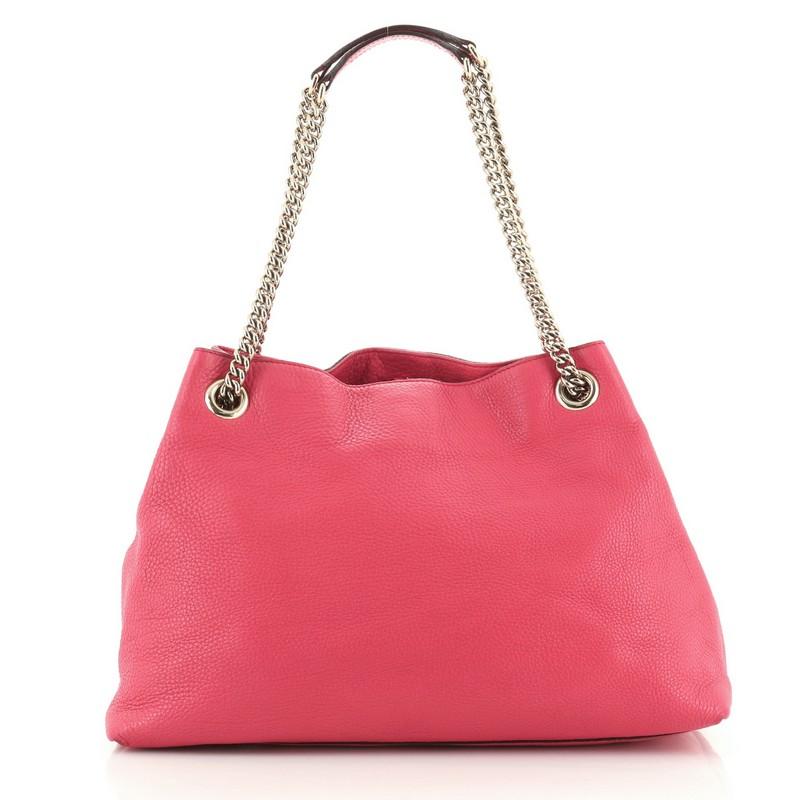 Pink Gucci Soho Chain Strap Shoulder Bag Leather Medium 