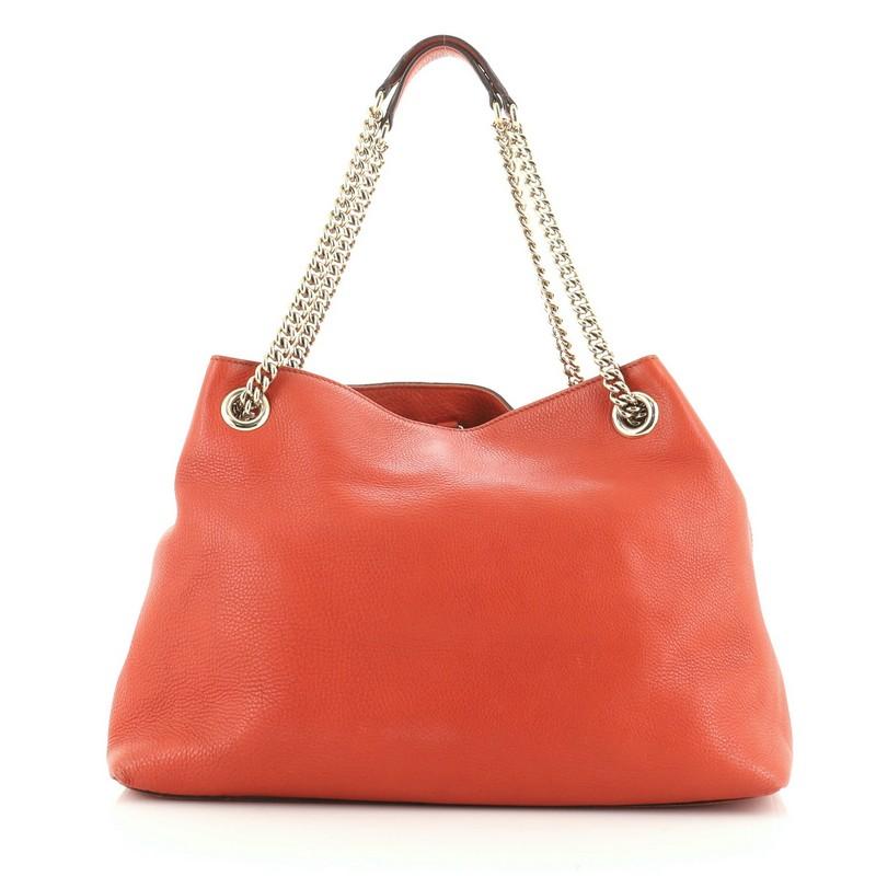 Orange Gucci Soho Chain Strap Shoulder Bag Leather Medium 