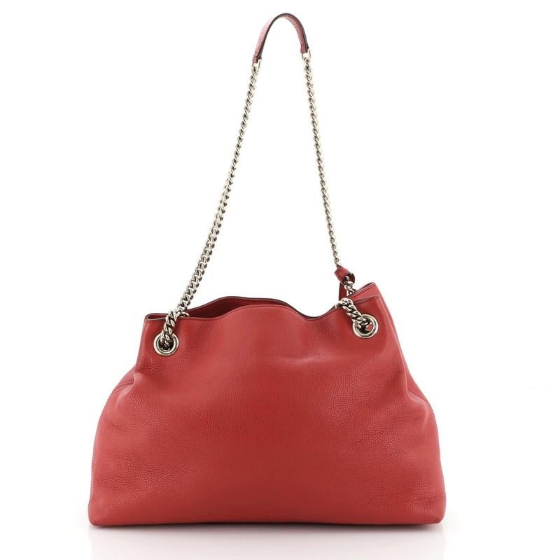 Red Gucci Soho Chain Strap Shoulder Bag Leather Medium